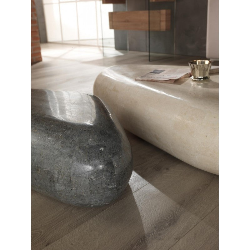 Mesa de centro moderna de piedra beige 52 x98 xh 27 cm