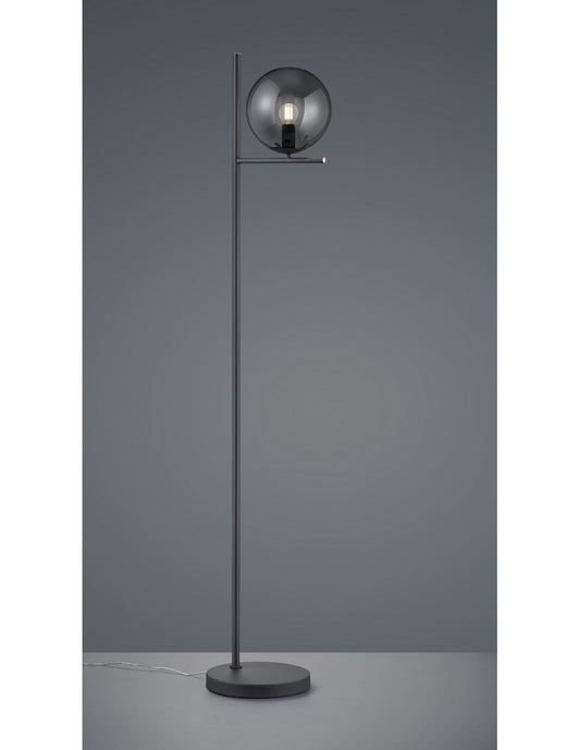 Lámpara de pie Sfera antracita vidrio ahumado Al. 150 cm Pure Trio Lighting