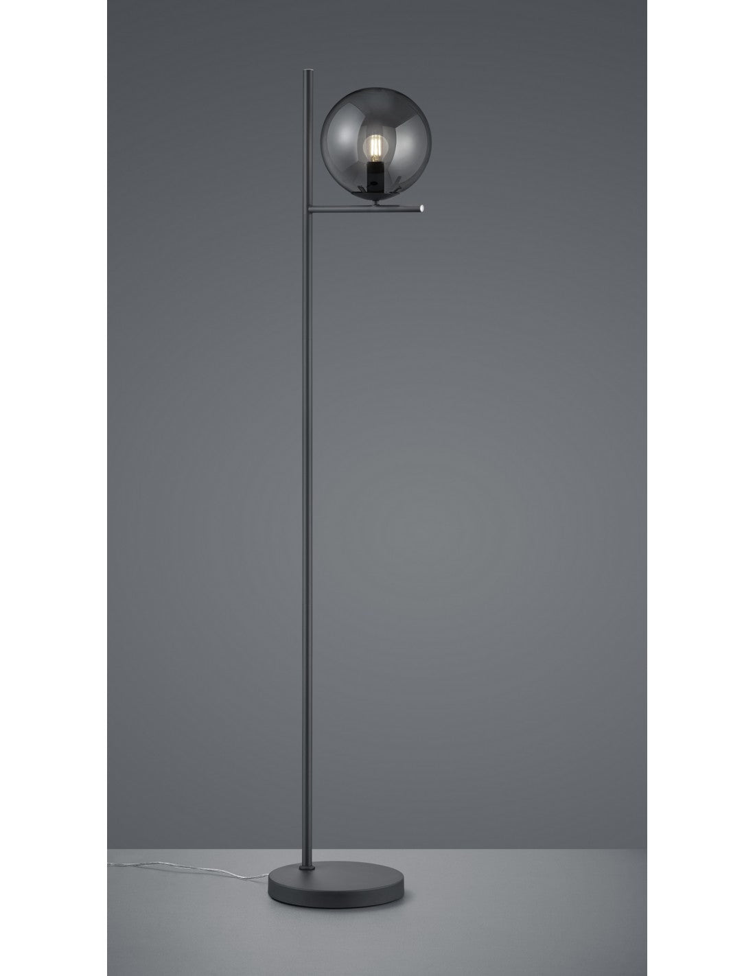 Lámpara de pie Sfera antracita vidrio ahumado Al. 150 cm Pure Trio Lighting