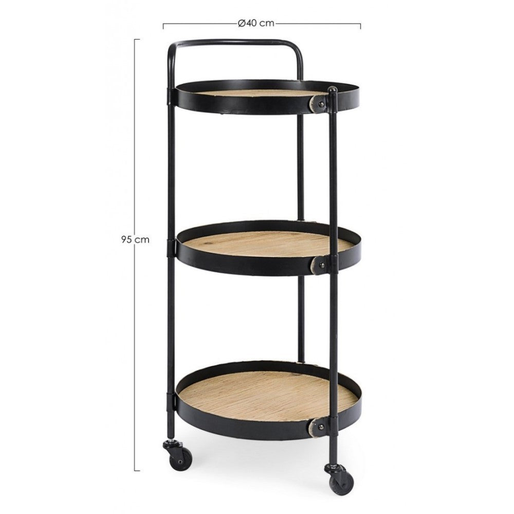 Carro Jerrod vintage de 3 estantes