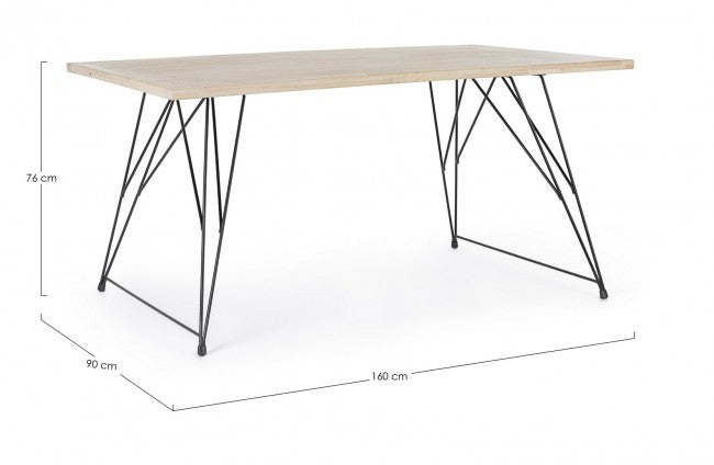 DISTRICT mesa industrial de diseño de madera 160x90x h76 cm