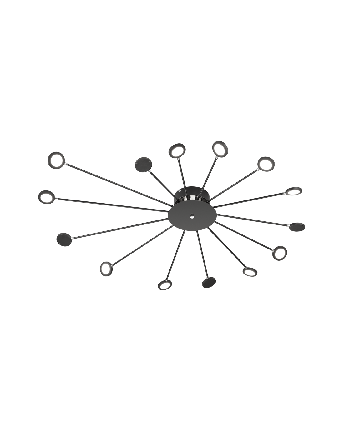 Lámpara de techo Peacock, luz indirecta y 14 puntos LED ajustables, trío de iluminación en negro pavo real