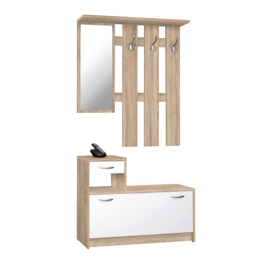Mueble de entrada Rudolf en blanco - roble sonoma