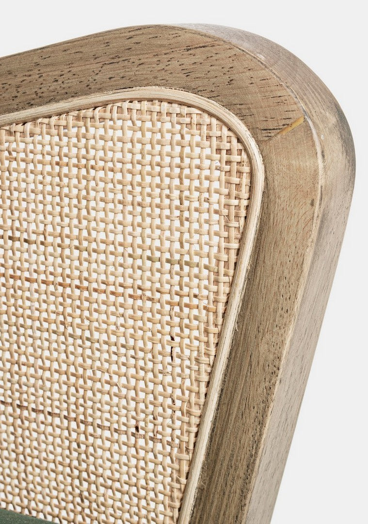 Sillón vintage Virna de madera de terciopelo verde