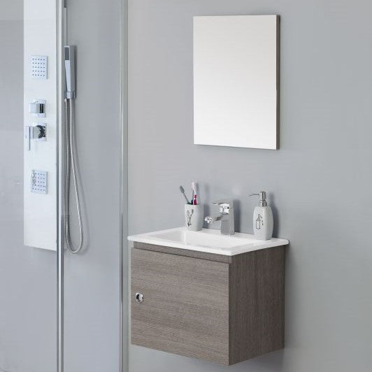 Composición de baño suspendida de una puerta Roble Oscuro 50x36x h42 cm