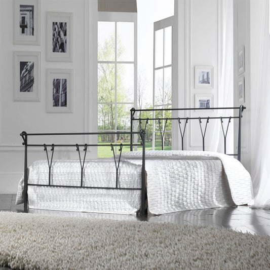 Cama doble de hierro con pie de cama Negro PASTORALE 175x216x h116 cm