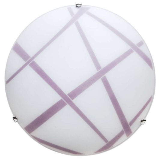 Plafoniera vetro bianco viola  Diametro cm 30