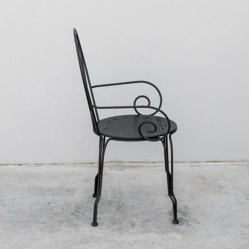 Silla De Jardín Con Reposabrazos En Acero Gris Oscuro Paris 49X50X H80 Cm