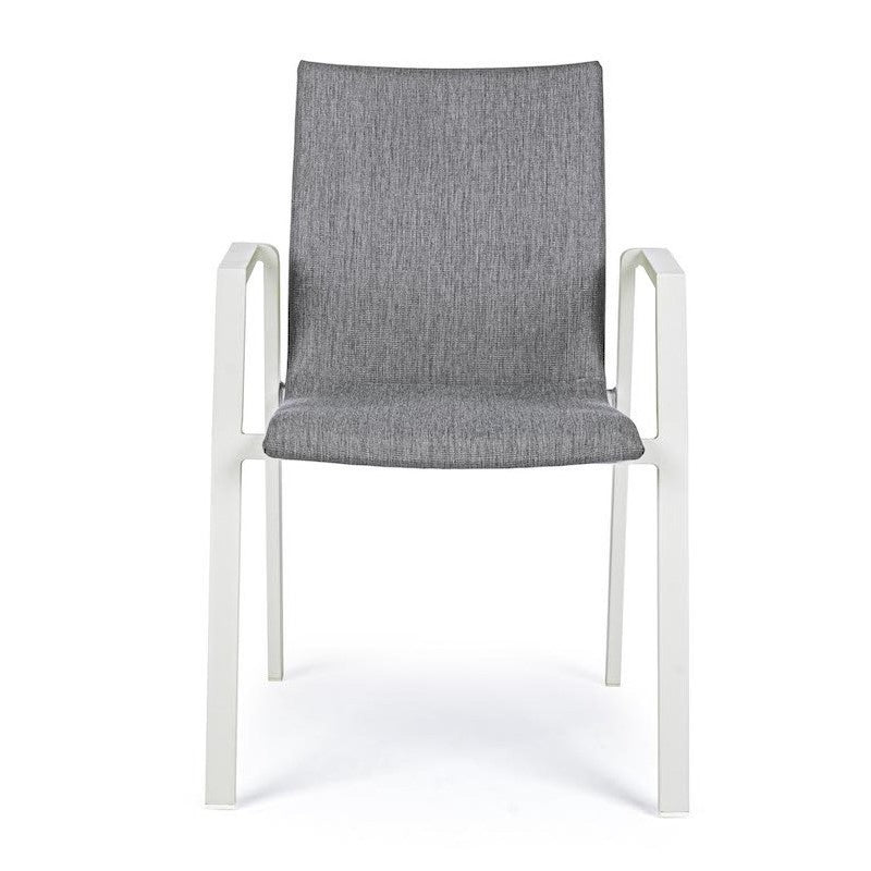 Silla De Exterior En Aluminio Blanco Con Cojín Gris Oscuro Odeon 55,5X60 H83 Cm