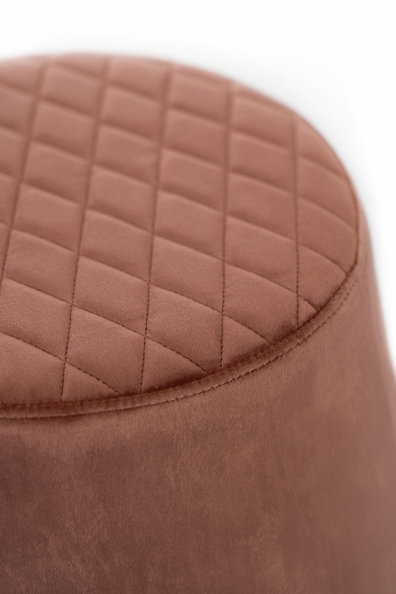 Puf de terciopelo de metal rosa antiguo 46,5 x 46,5 xh 33 cm