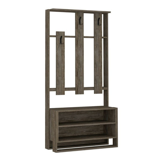 Mueble de entrada Chester nogal 90x36xh 180 cm
