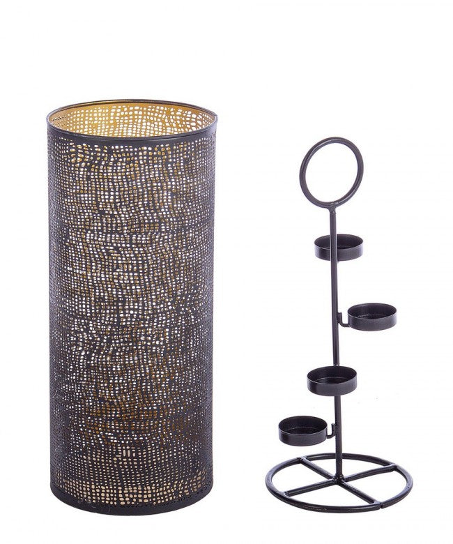 P.Tealight 4P Icelyn Negro-Oro