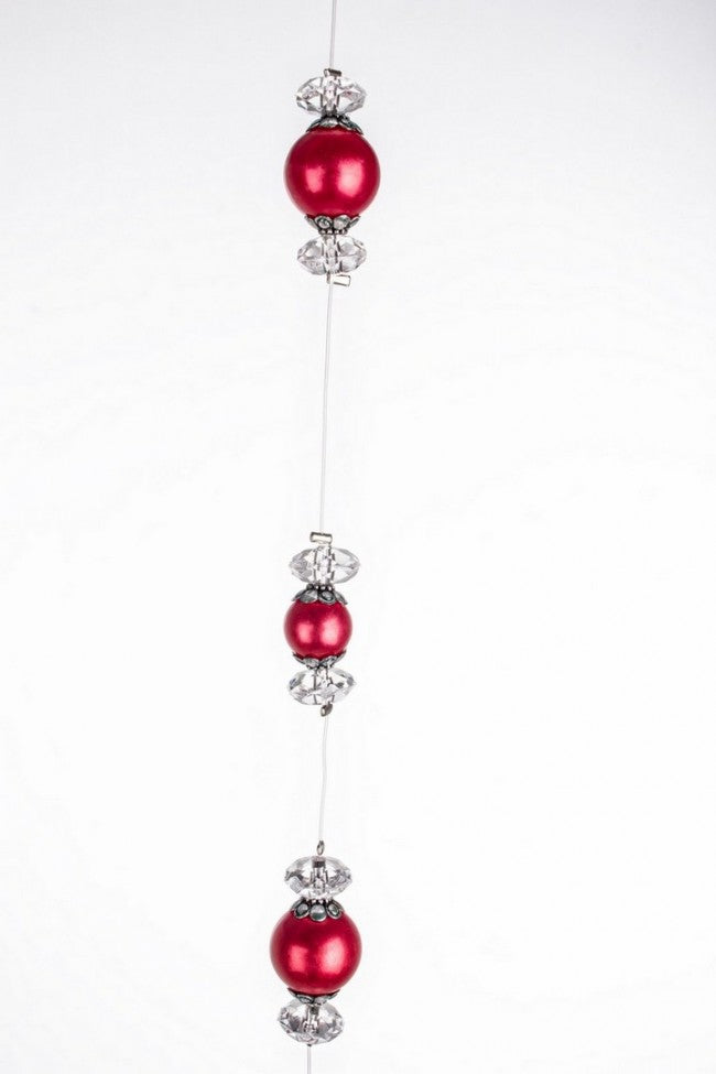 12x Hilo de Perlas C-Drop Rojo 180cm