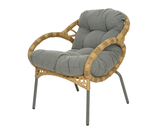 Sillón Castel con cojín de mimbre para exterior color natural