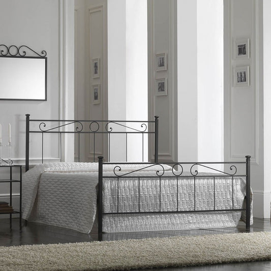 Cama doble de hierro con pie de cama Negro TEVERE 166x208x h117 cm
