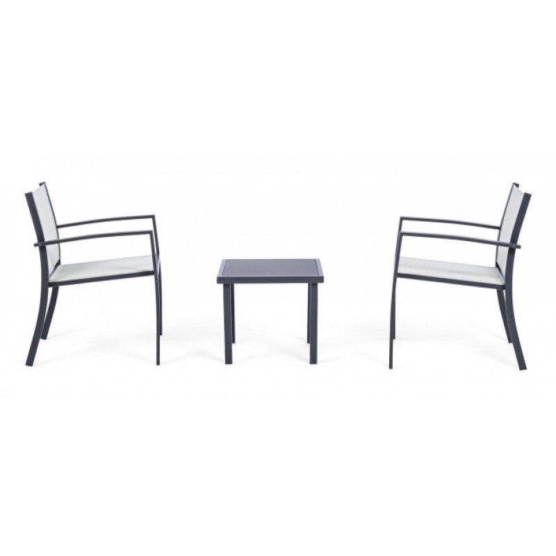 Conjunto de salón de jardín de 3 piezas de metal Auri antracita