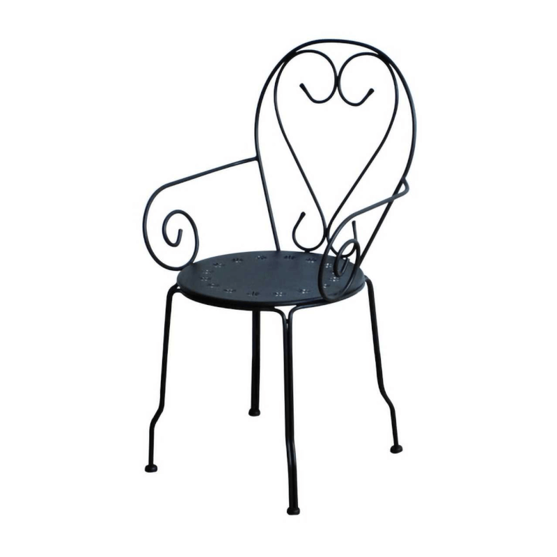 Sillón antiguo de metal antracita claro cm49x48h43/59/90