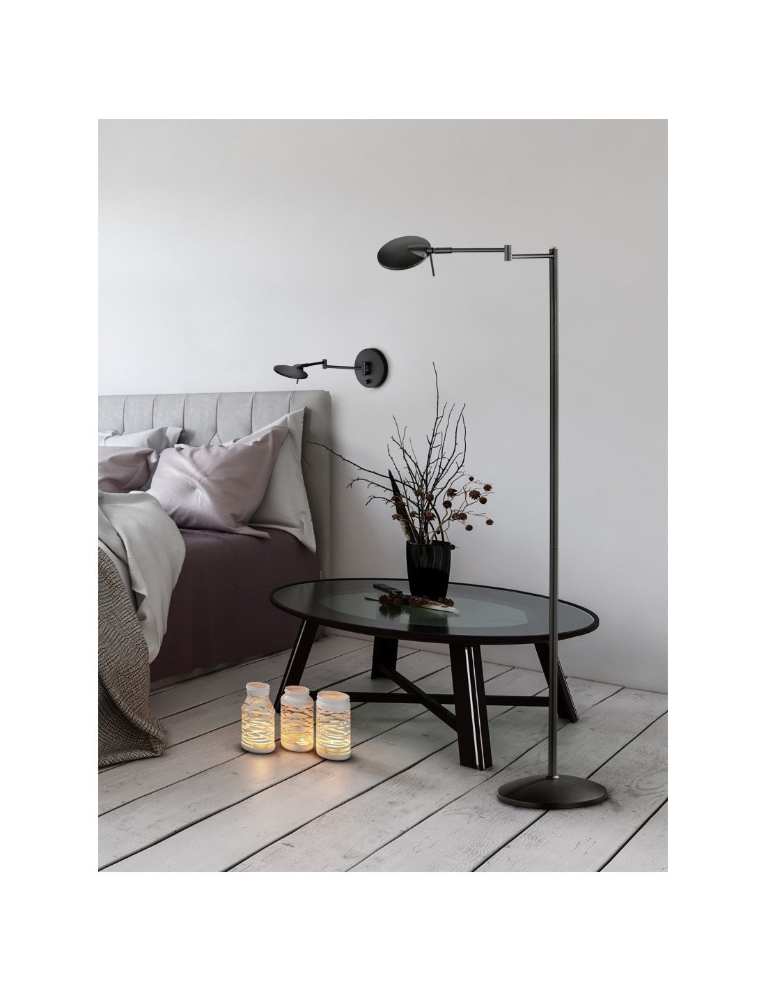 Lámpara de Pie Kazan Negro Led Touch Regulable Regulable H121 cm Trio Lighting