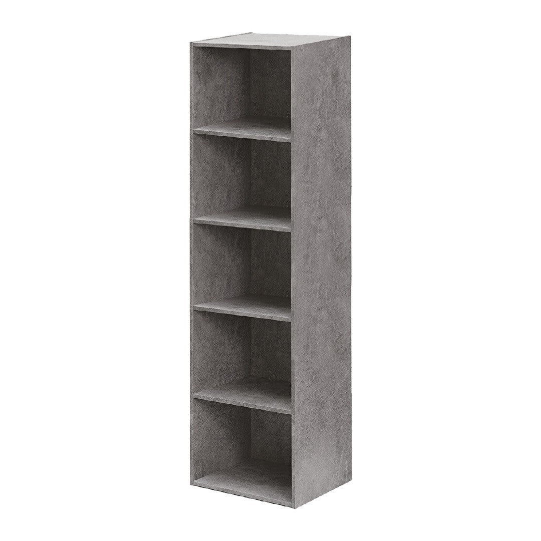 Librería de madera 5 estantes Estante Cemento 40x29xH. 172cm 