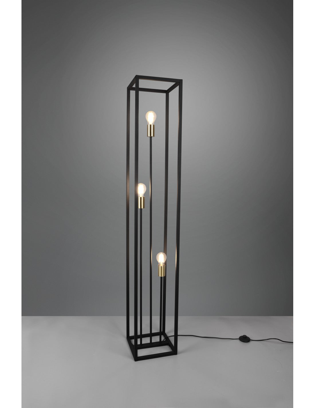Lámpara de pie para salón 3 luces estructura metálica negra Vito Trio Lighting