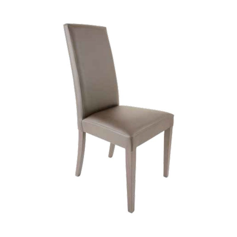 Silla de madera a juego tapizada en ecopiel gris tórtola 47x47xh.101 cm