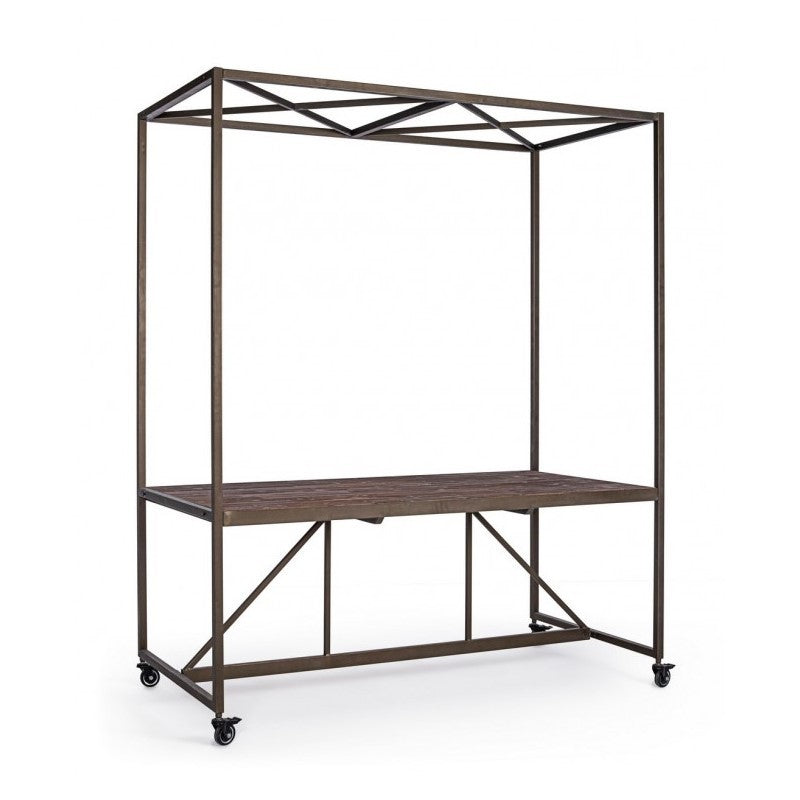 Mesa expositora industrial con techo 180x220h cm
