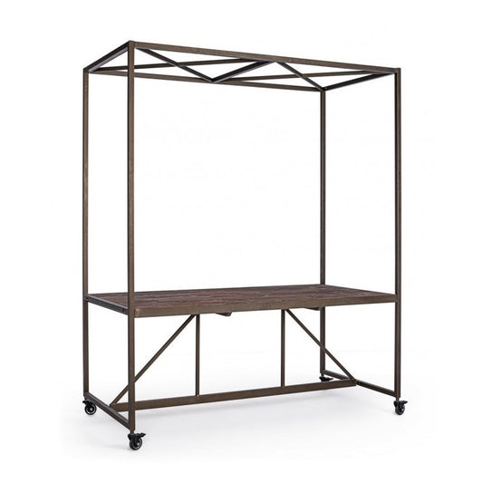 Mesa expositora industrial con techo 180x220h cm
