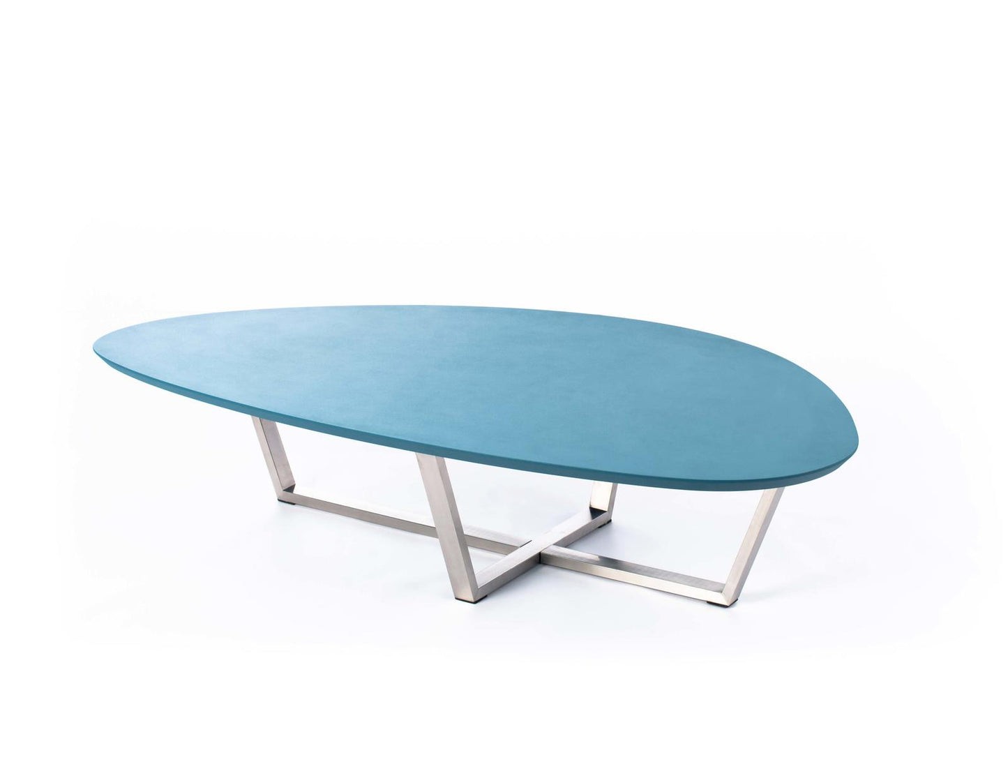 Mesa de centro en MDF verde petróleo y base gris cromado 140x80x32h cm