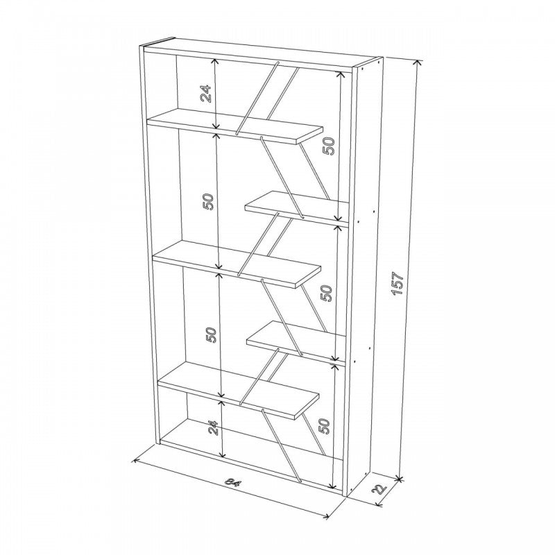 Librería divisoria moderna blanca 84x22x157 cm h