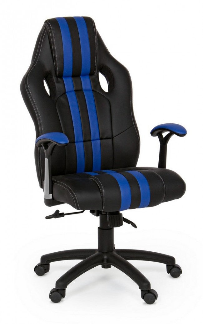 Sillón de oficina Spider con reposabrazos en símil piel azul
