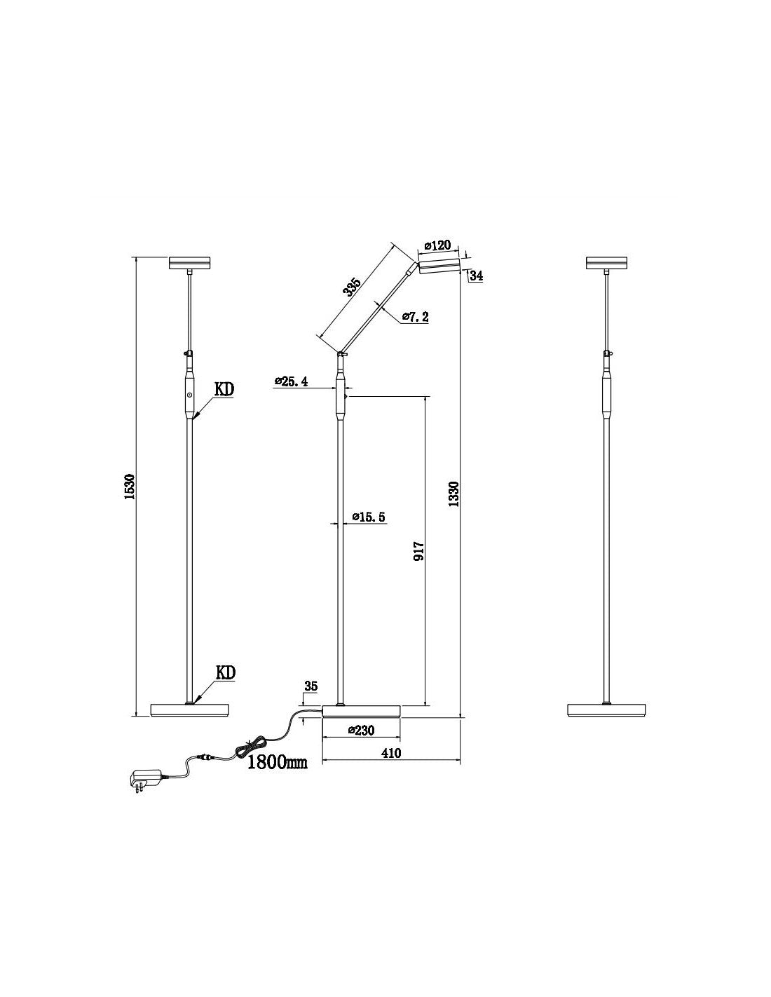 Lámpara de pie Led Touch Disco ajustable Franklin Latón envejecido Trio Lighting
