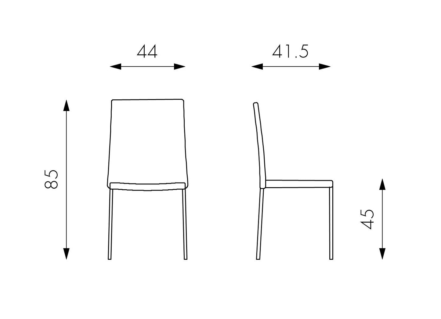 4x Silla símil piel marrón 41,5x44x85h cm