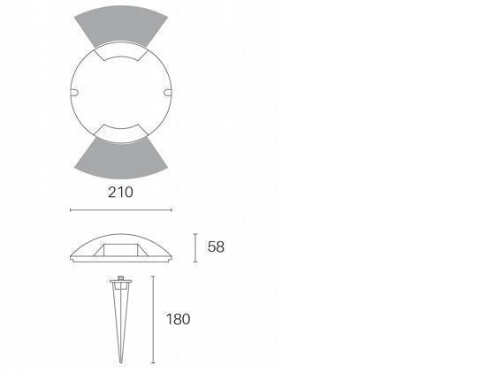 Baliza de suelo 2W LED 4000K línea superior grafito