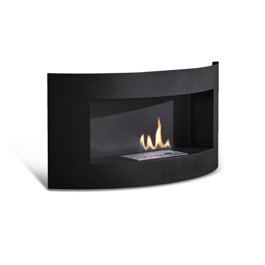 Biochimenea de diseño de pared de bioetanol negra 63 x 15,5 x h 45 cm