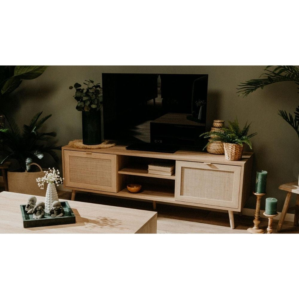 Mueble TV Bali 56A con 2 puertas efecto mimbre