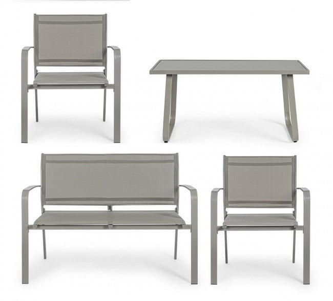 Bizzotto conjunto de jardín gris paloma 4 piezas