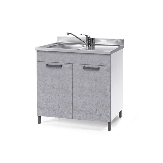 Bajo fregadero de cocina gris cemento con 2 puertas 80x50xH 85 cm