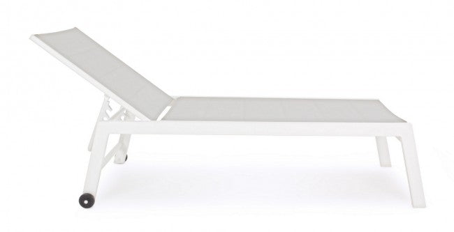 Cama alta Hilde de aluminio blanca con ruedas