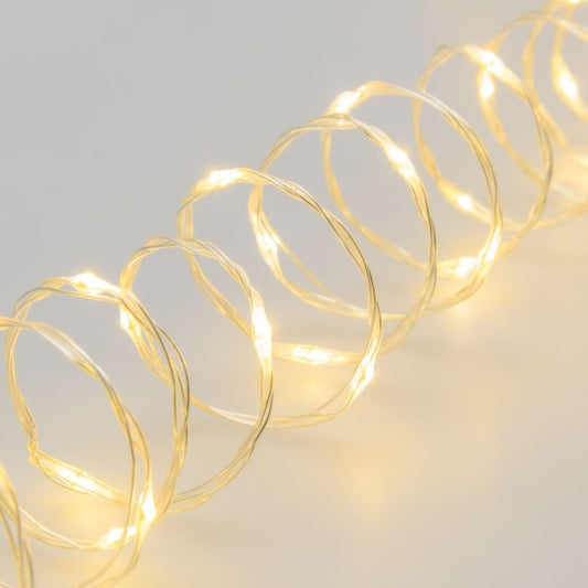 Cadena 500 MicroLED Bobina 25m cable blanco cálido plata transparente