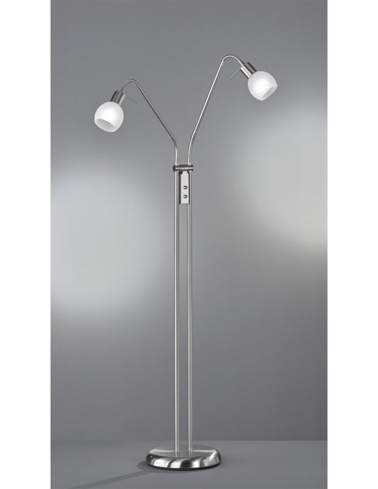 Lámpara de pie Níquel y Cristal blanco 2xE14 H125 cm Antibes Trio Lighting
