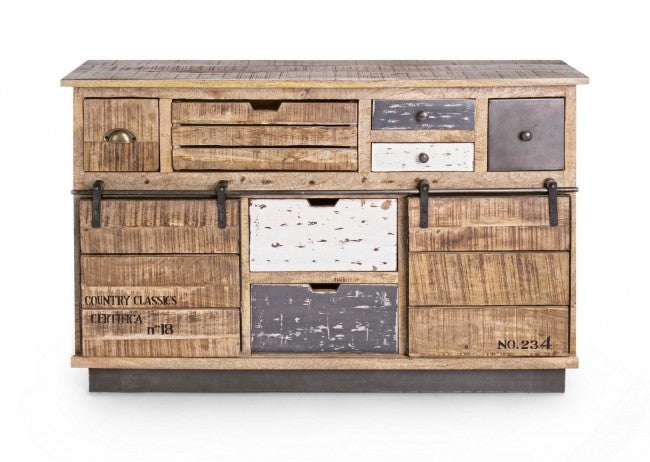 Aparador Tudor 2 puertas 7 cajones 125x37x80h cm 