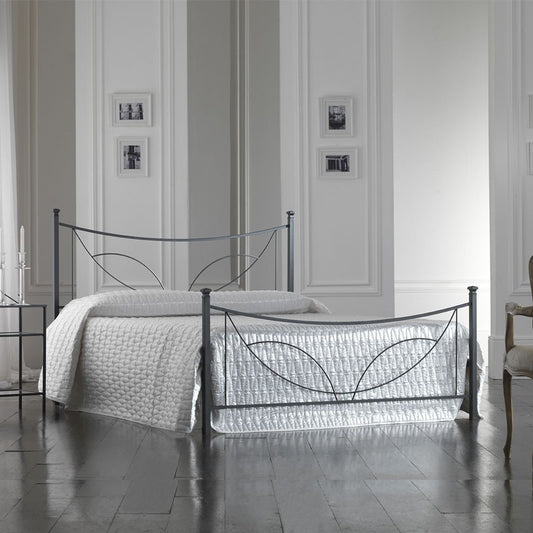 Cama doble de hierro con pie de cama TULIPANO Negro 166x208x h117 cm