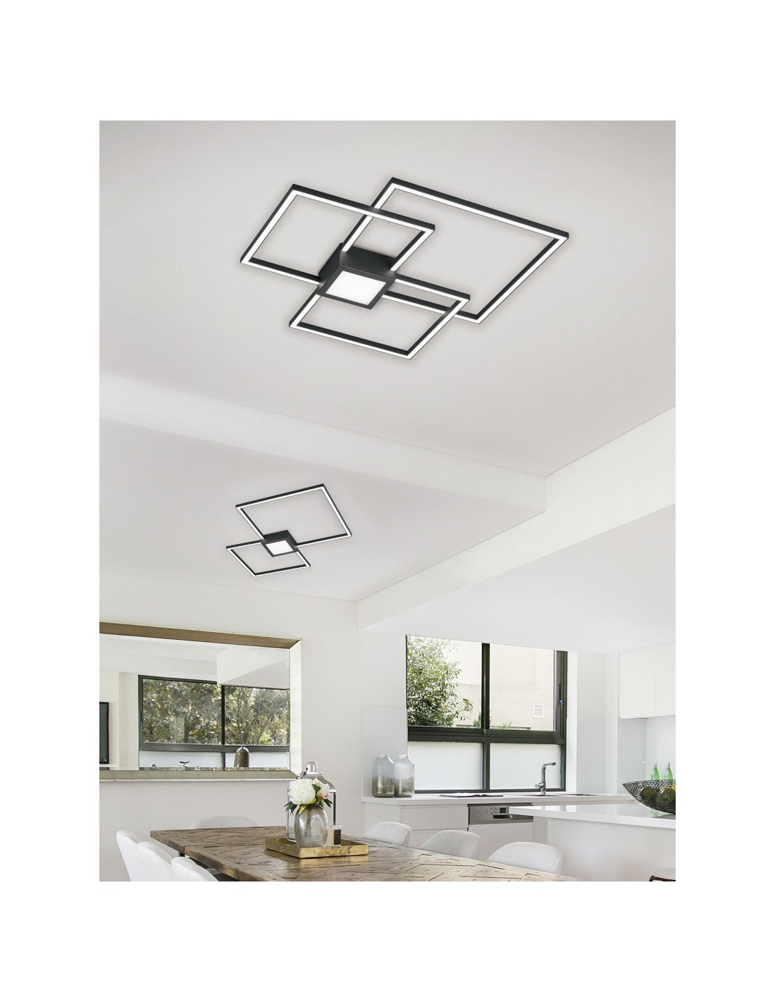 Plafón Hydra 3 LEDs cuadrados 38w Antracita L65 cm Regulable Trio Lighting