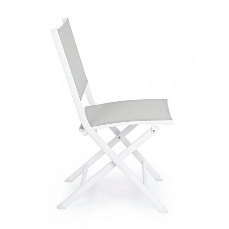Silla De Exterior En Aluminio Gris Blanco Elin 47X57X H88 Cm