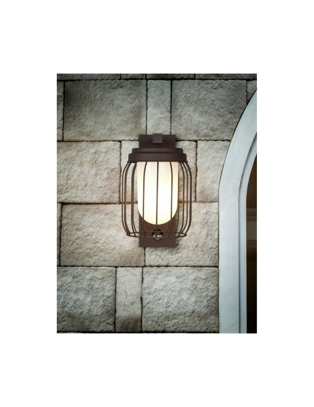 Rust Cage Aplique 1xE27 Tuela IP44 Sensor Movimiento Trio Iluminación