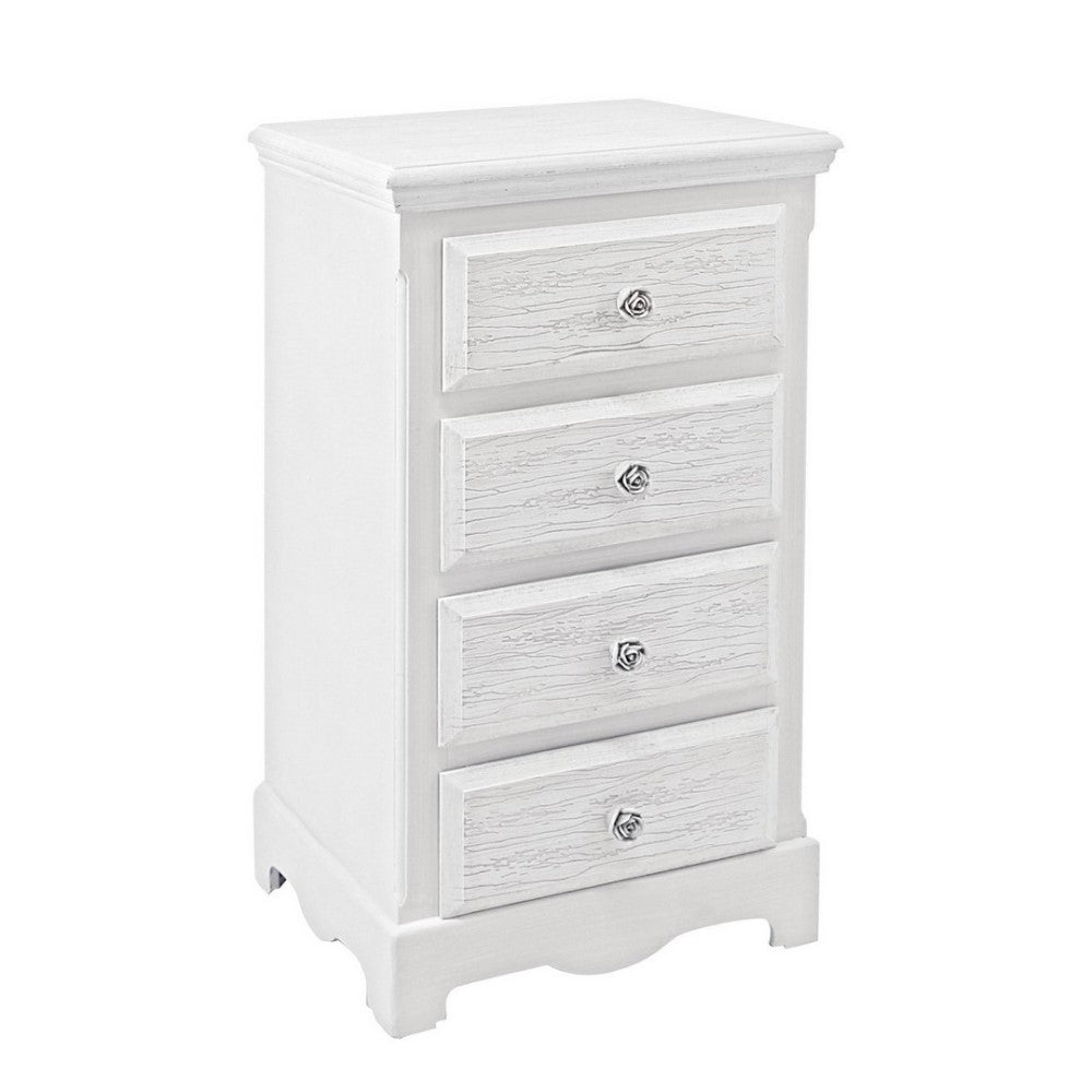 Cómoda de 4 cajones de madera blanca de estilo clásico