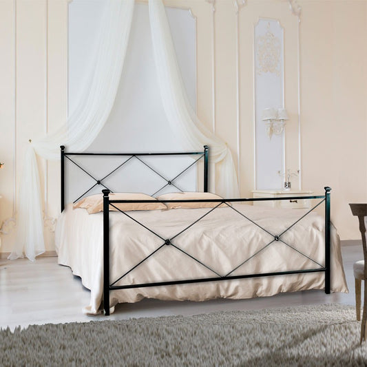 Estructura de cama doble de hierro ALBA con pie de cama