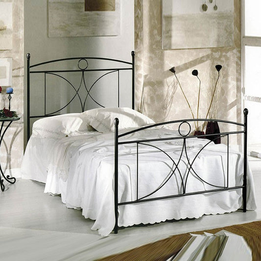 ALICE cama queen size de hierro negra con pie de cama 126x208x h128 cm
