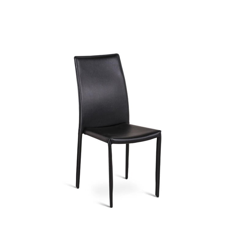 Silla en símil piel negra con estructura de metal revestido 41x42xh.95 cm 