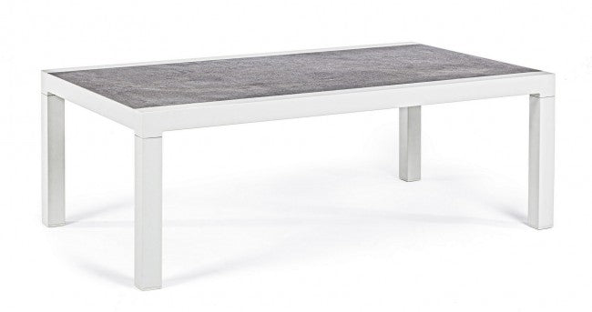 KLEDI LUNAR Mesa de centro exterior aluminio blanco 120x70x h43 cm
